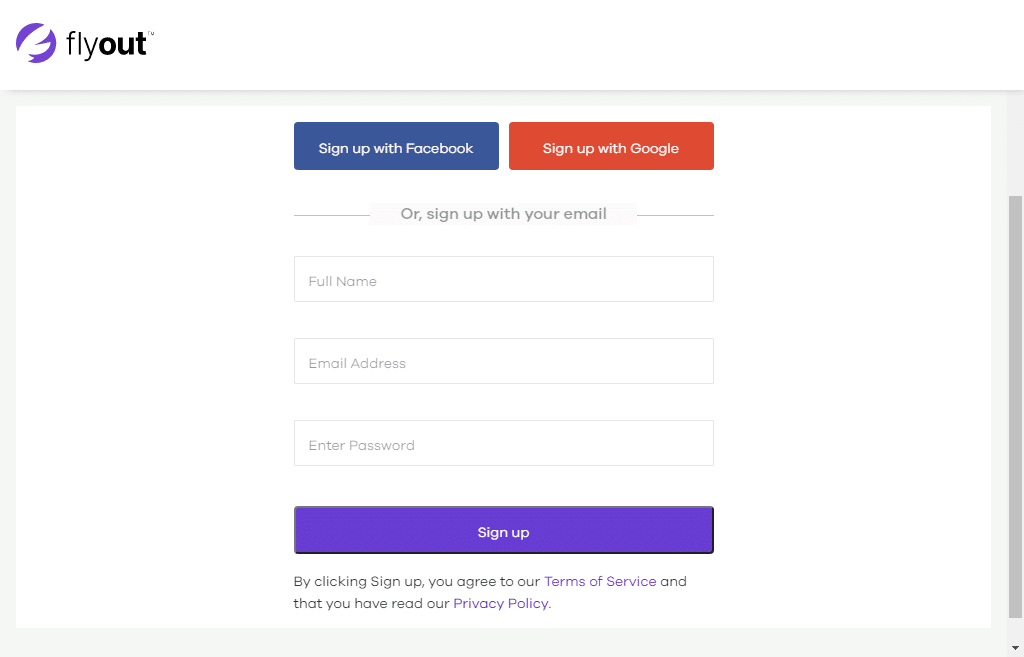 Flyout.io Review: Super Charge Your Revenue 2 flyout Signup Procedure