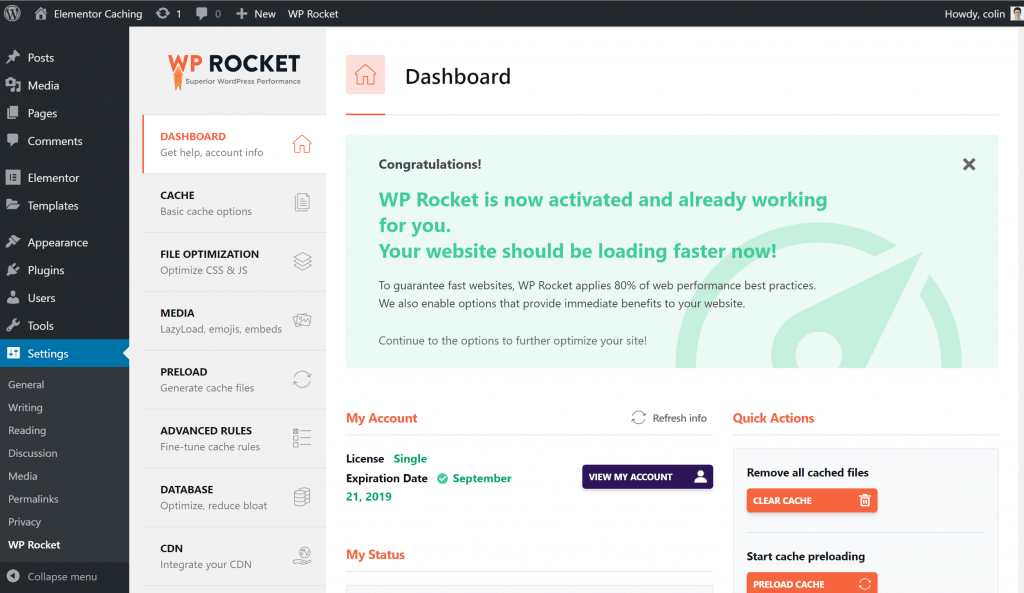 wp rocket cache plugin