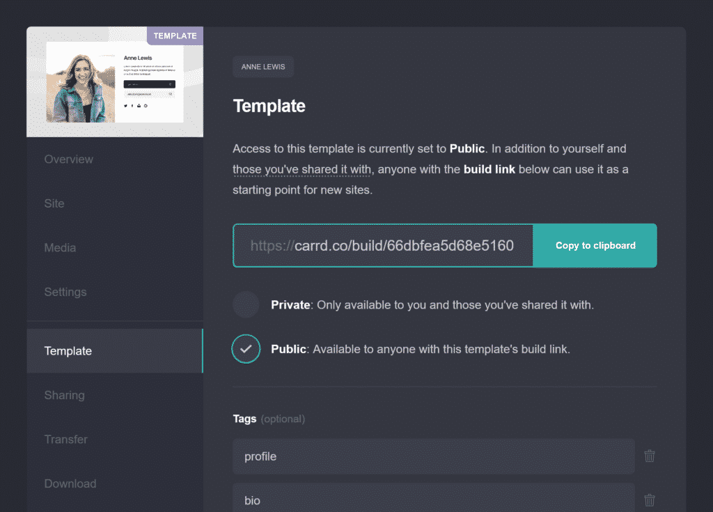 Carrd Review: Most Innovative Builder at Affordable Cost 2 carrd user interface